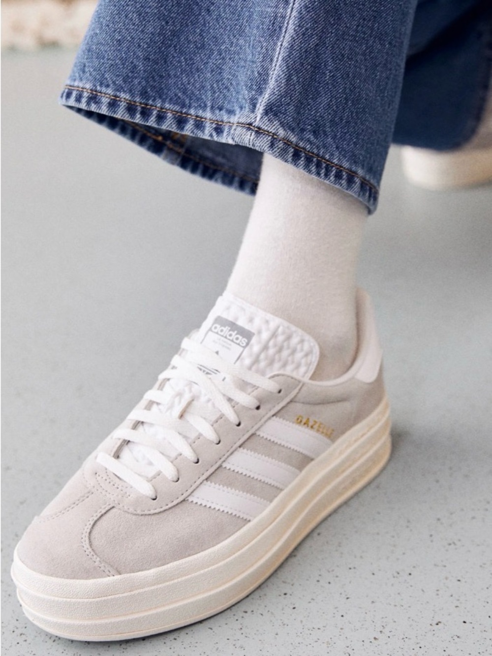 adidas Women’s Gazelle Bold Sneakers Gray White Size 7.5